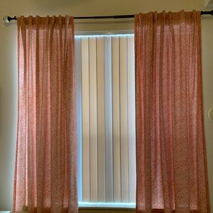Orange print curtains. Set of 2
